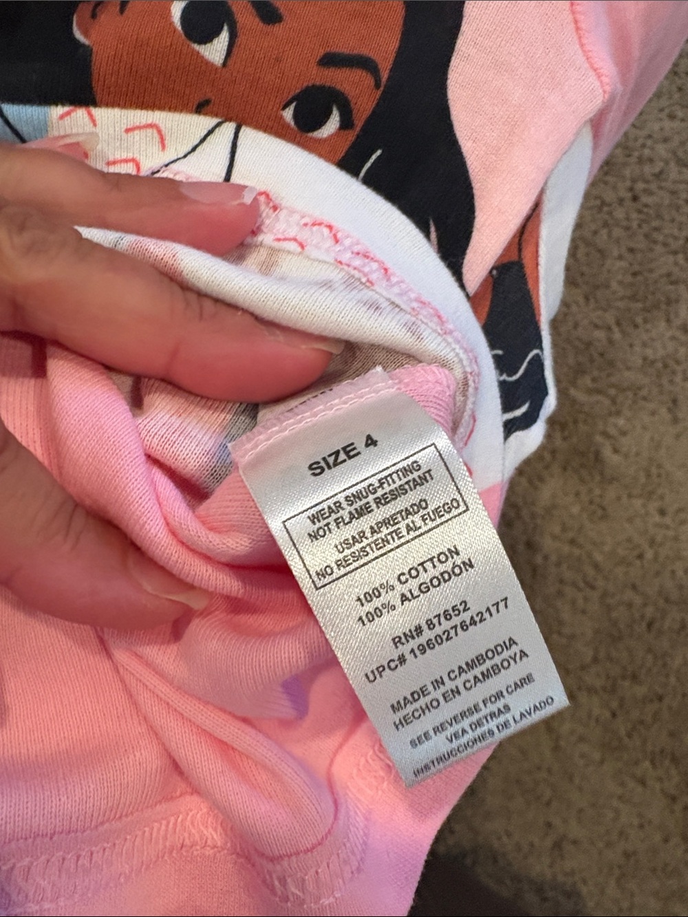 100 percent cotton Disney Pink Princess Character Pajama Set - Picture 6 of 6